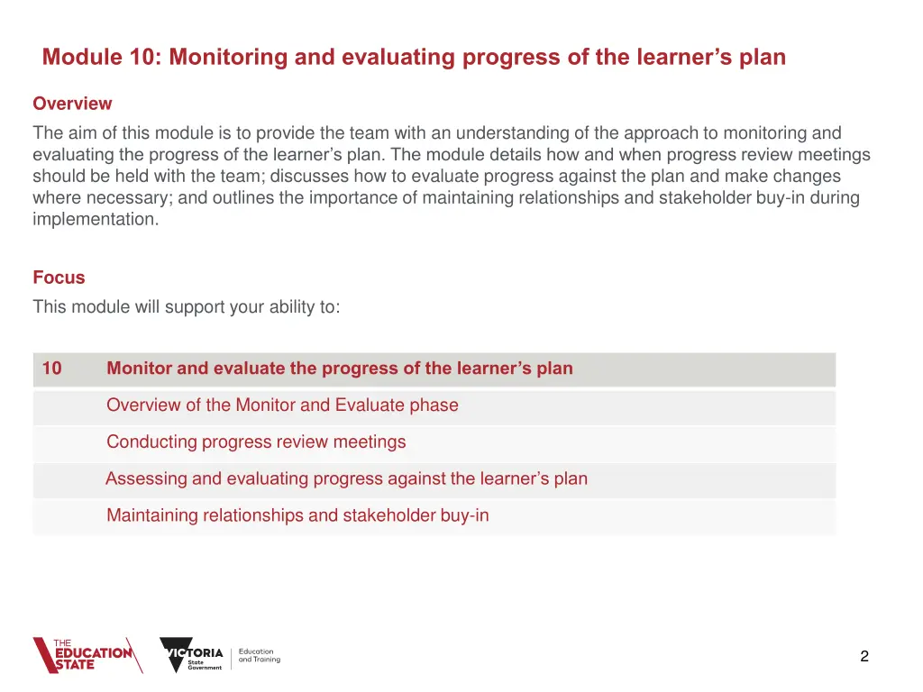 module 10 monitoring and evaluating progress