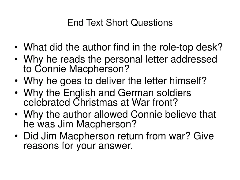 end text short questions