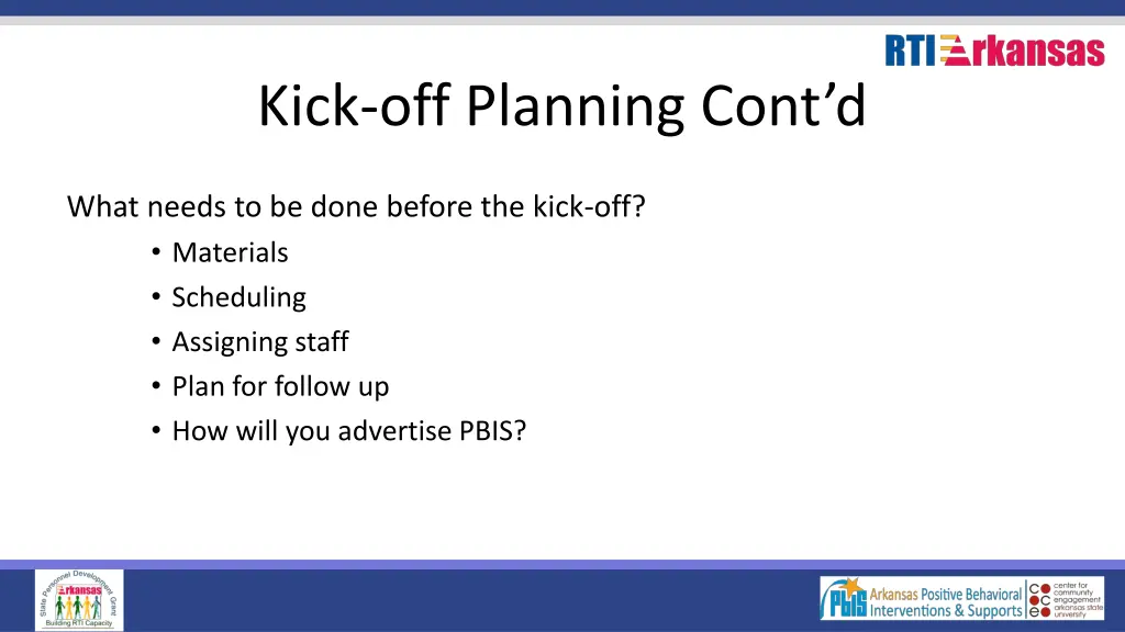 kick off planning cont d