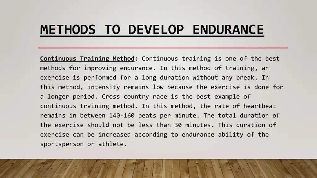 methods to develop endurance