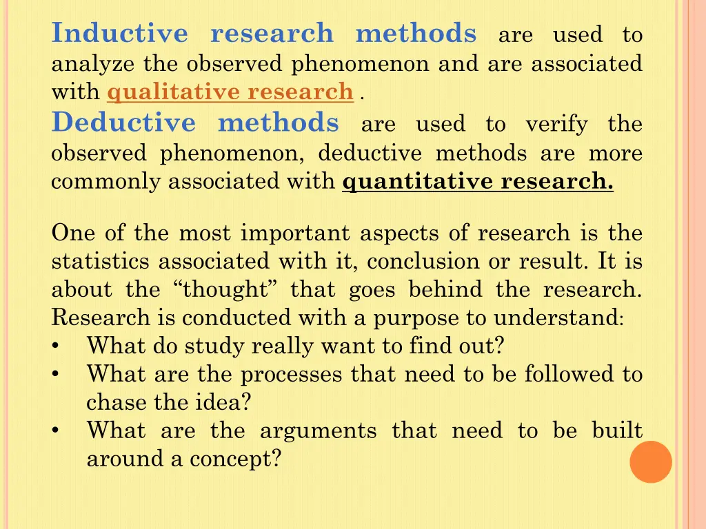 inductive research methods are used to analyze