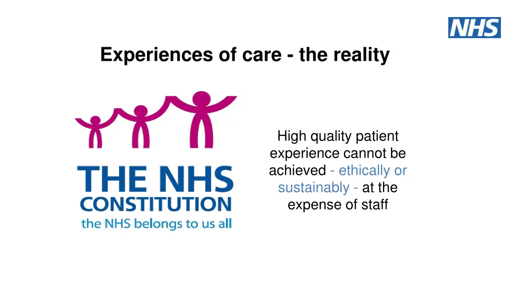 experiences of care the reality