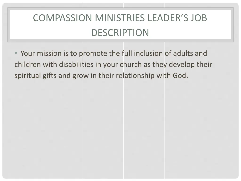 compassion ministries leader s job description