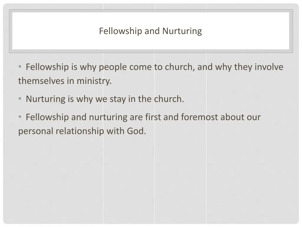 fellowship and nurturing 1