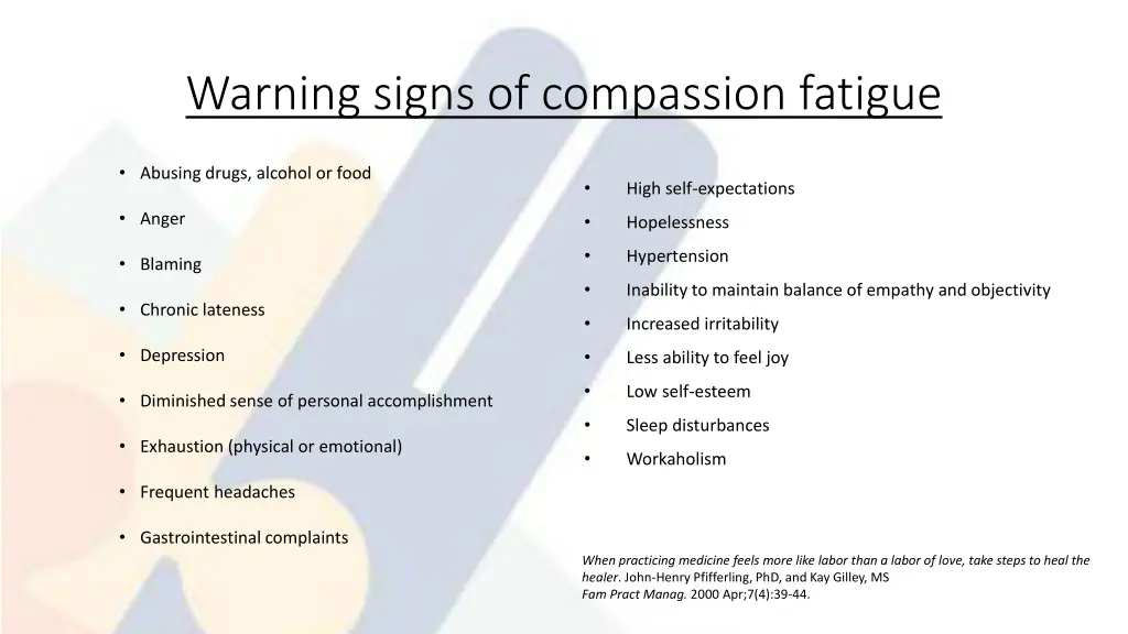 warning signs of compassion fatigue