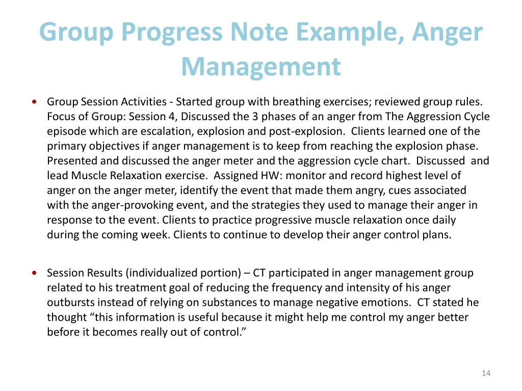 group progress note example anger management