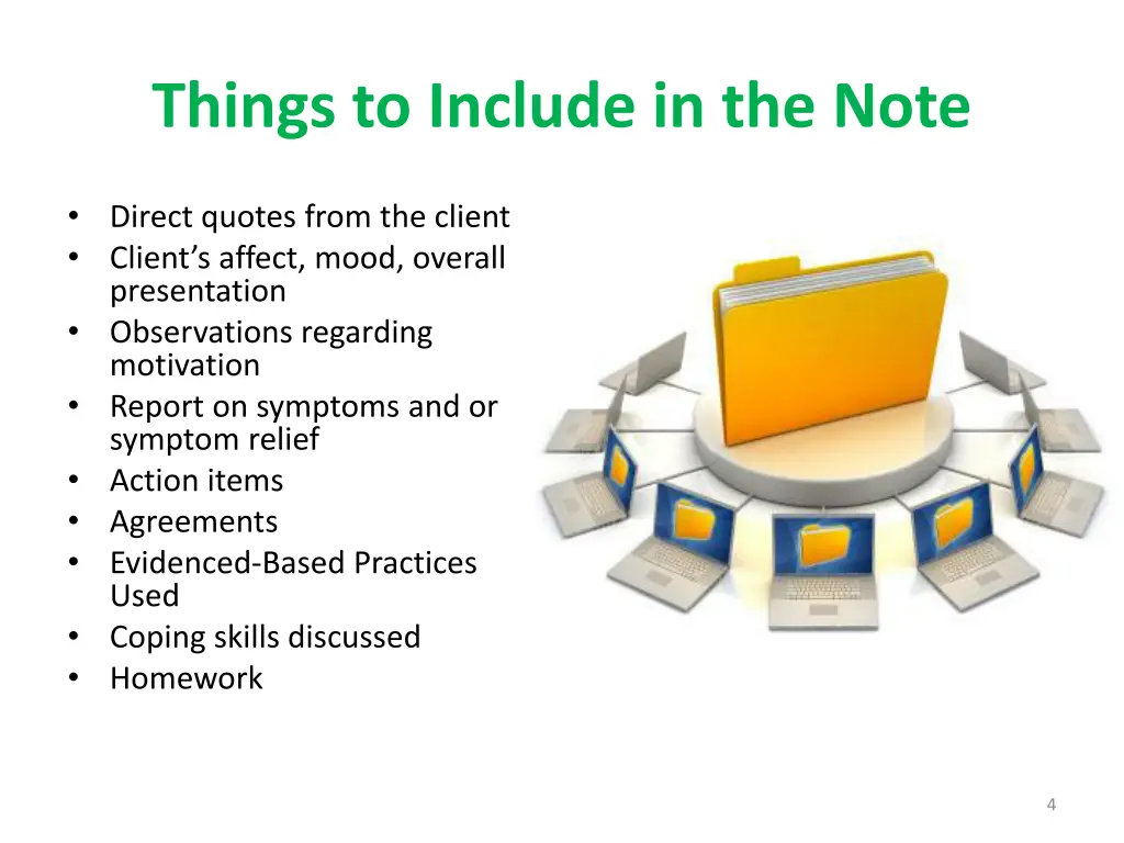 things to include in the note