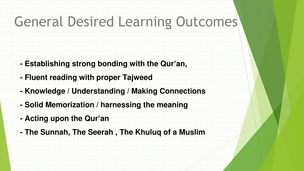 general desired learning outcomes