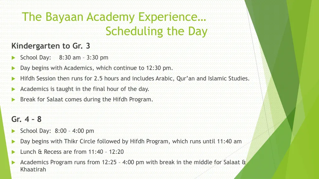 the bayaan academy experience scheduling