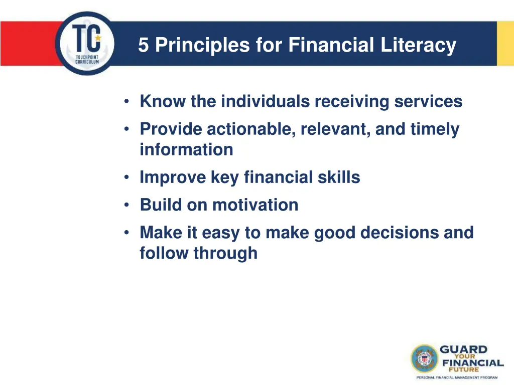 5 principles for financial literacy