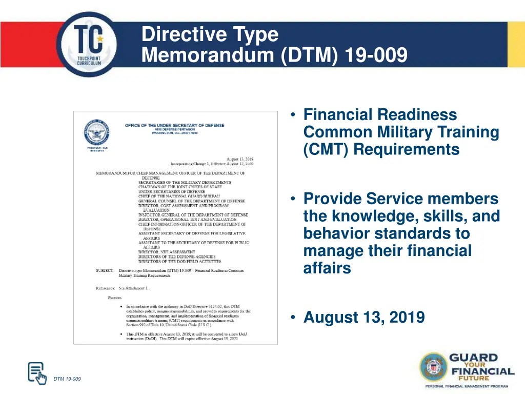 directive type memorandum dtm 19 009