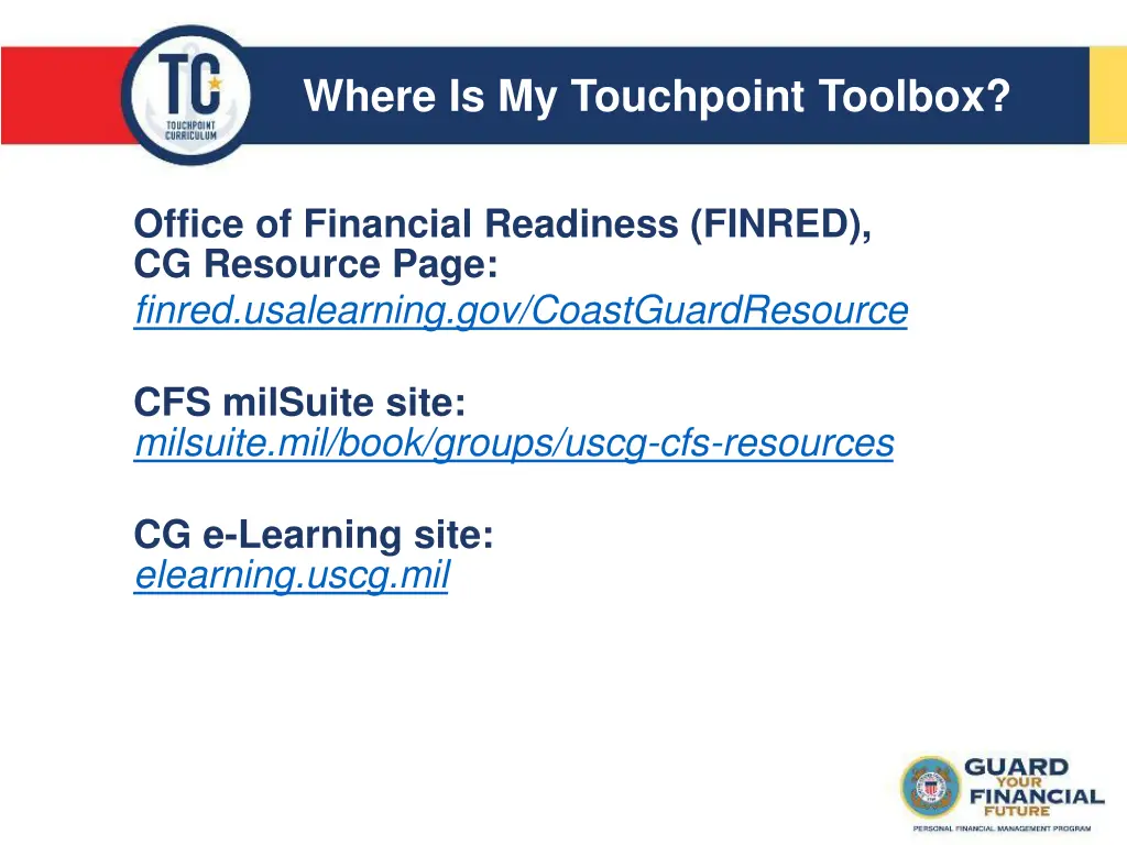 where is my touchpoint toolbox