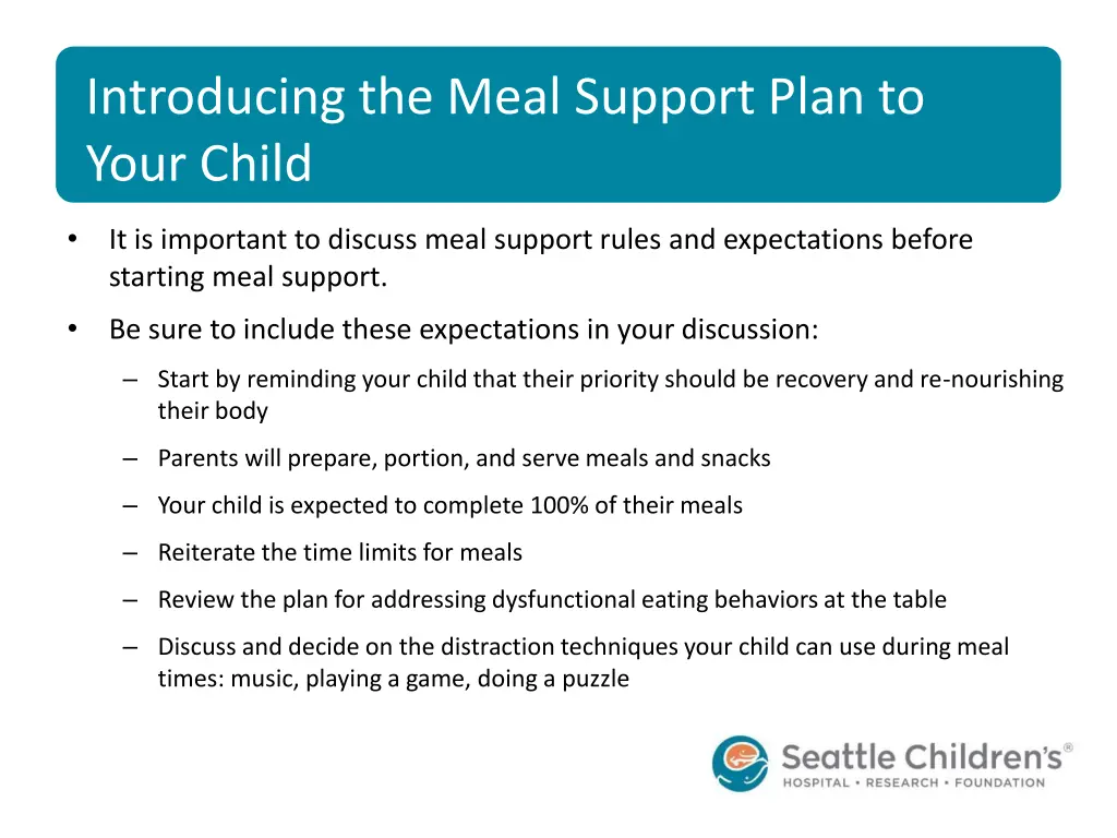 introducing the meal support plan to your child