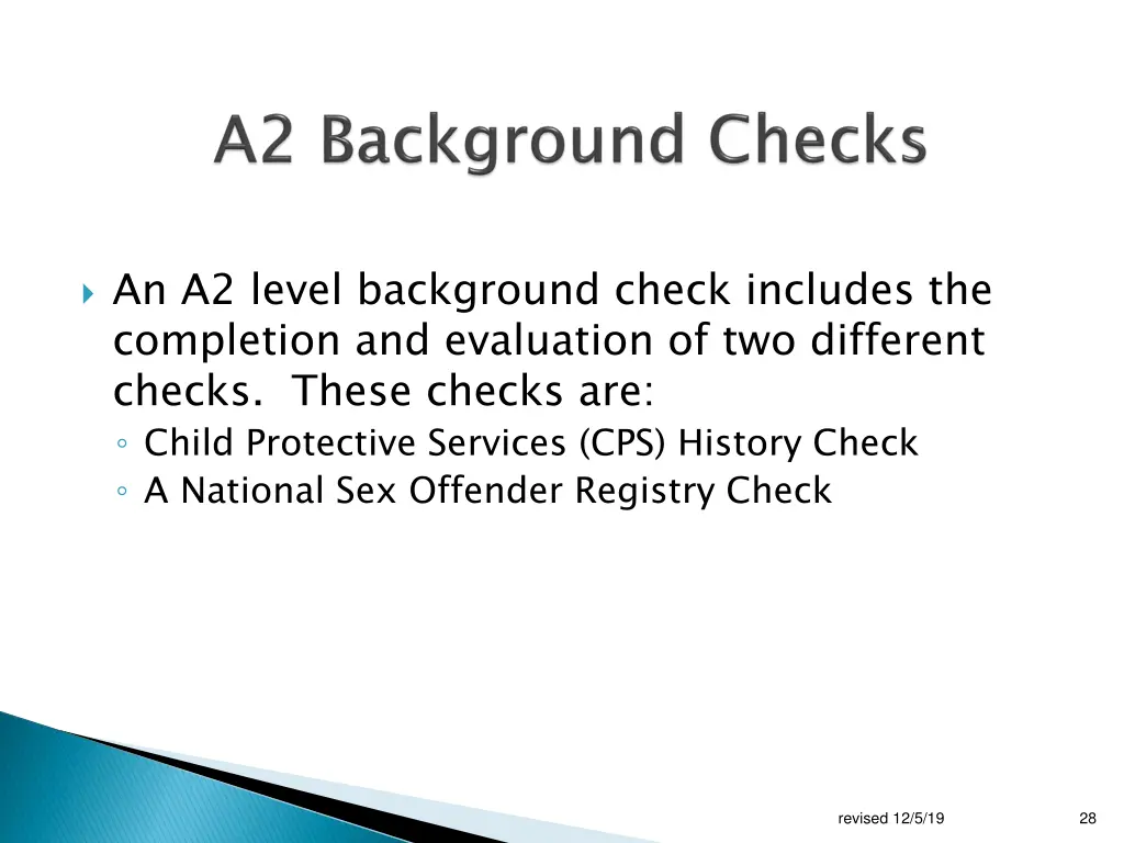 an a2 level background check includes