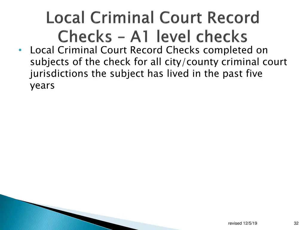 local criminal court record checks completed