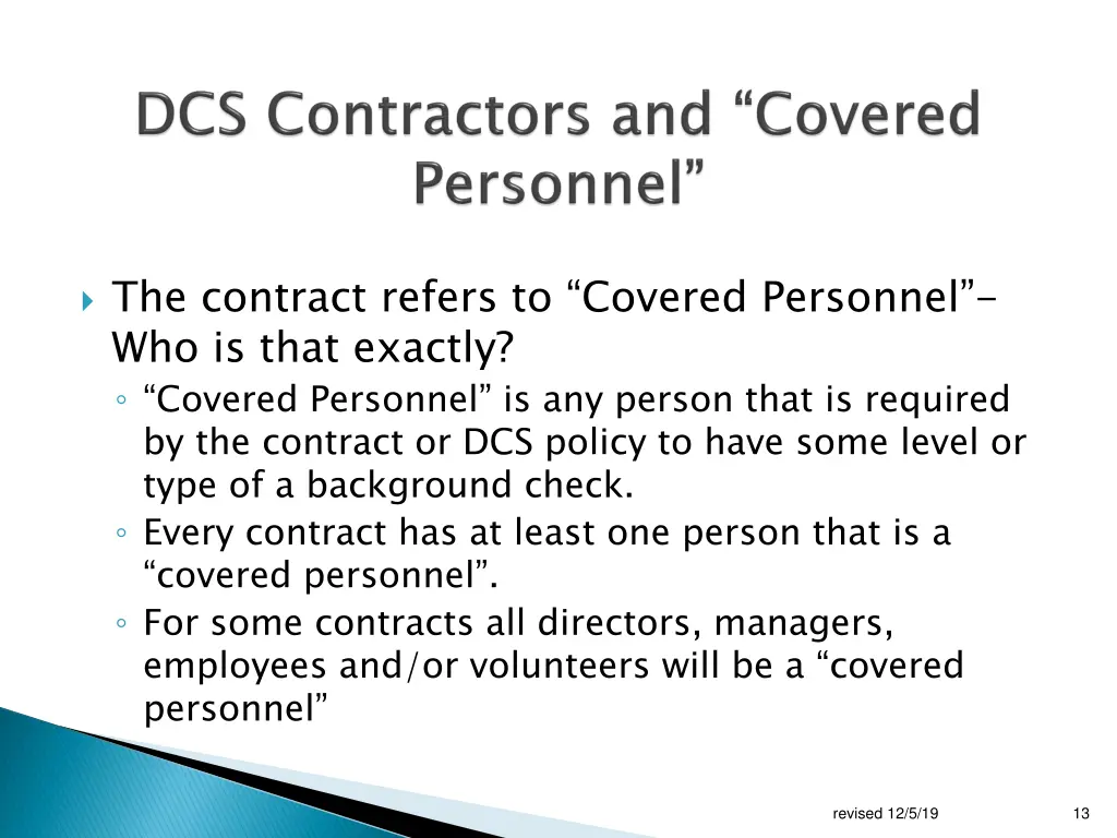 the contract refers to covered personnel