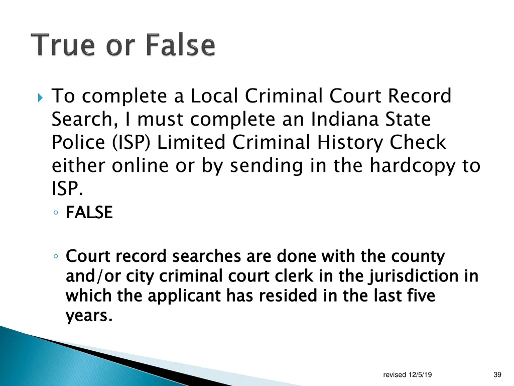 to complete a local criminal court record search