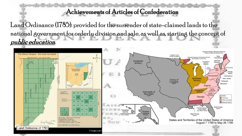 achievements of articles of confederation 1