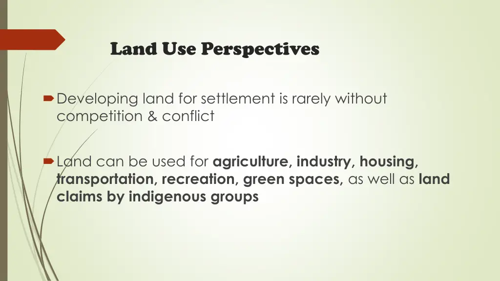 land use perspectives