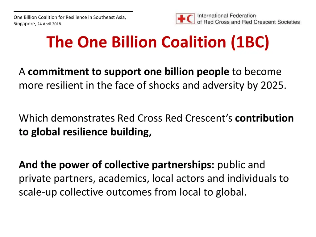 one billion coalition for resilience in southeast