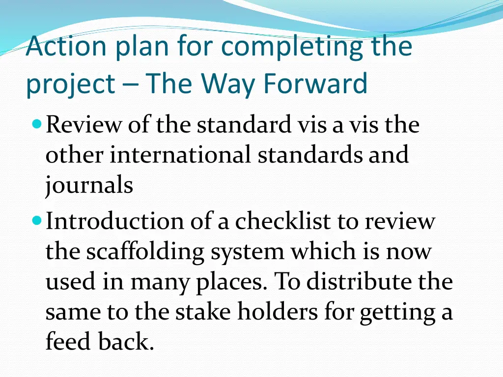 action plan for completing the project