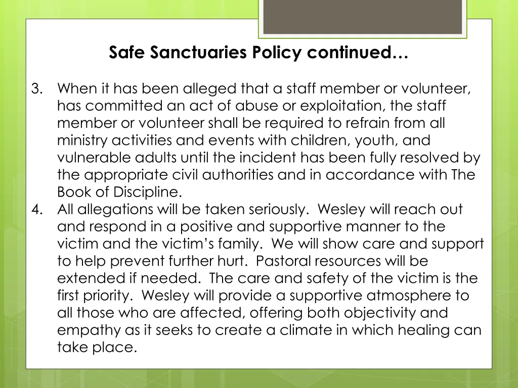 safe sanctuaries policy continued 1