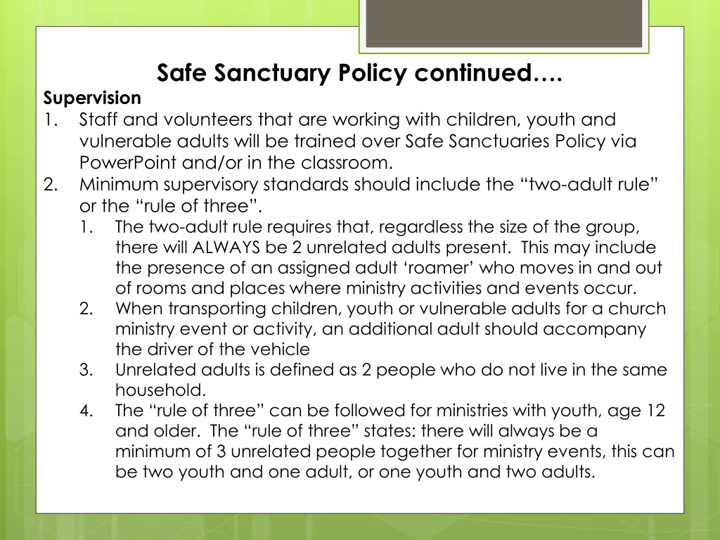 safe sanctuary policy continued 1