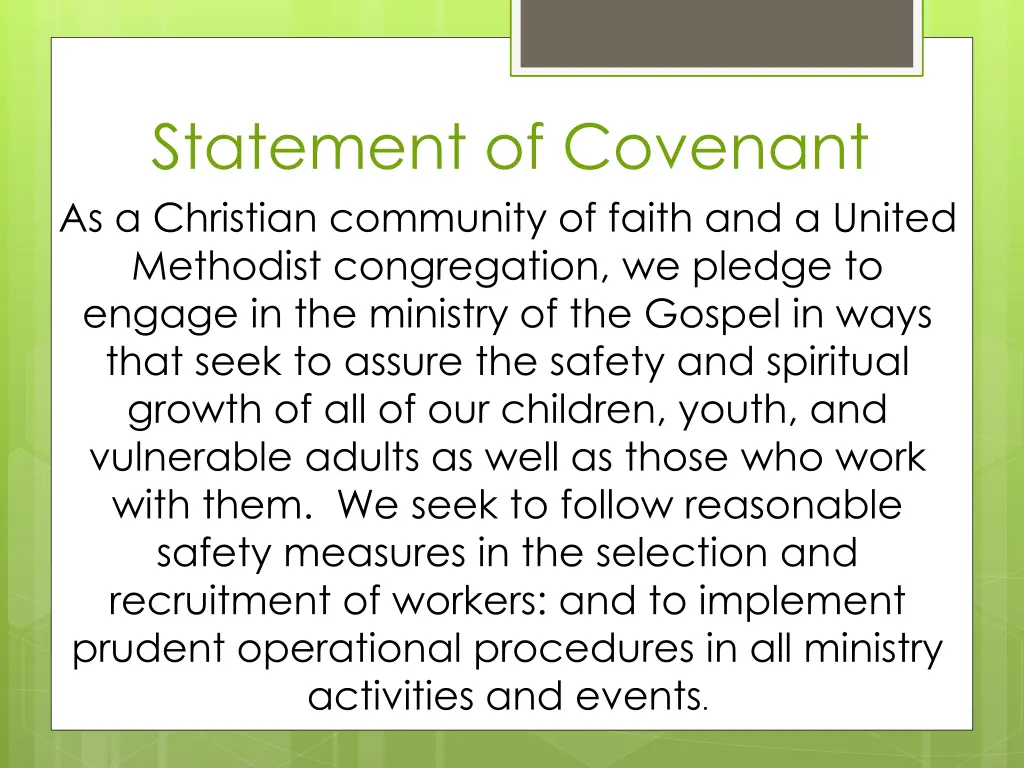 statement of covenant as a christian community