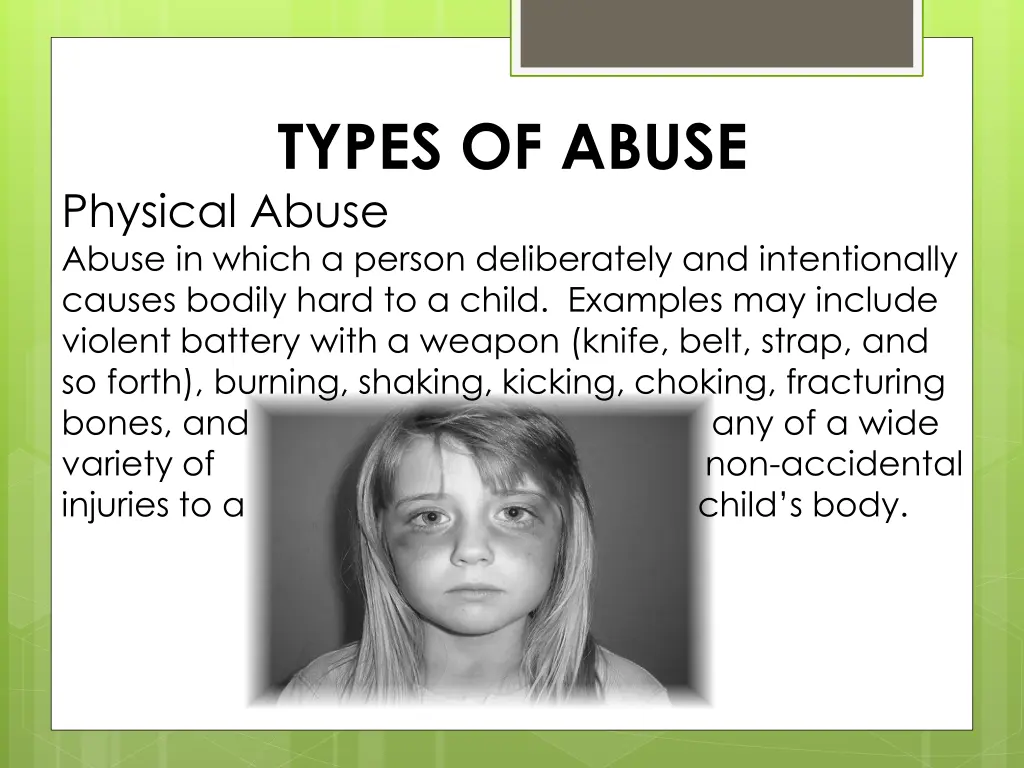 types of abuse physical abuse abuse in which