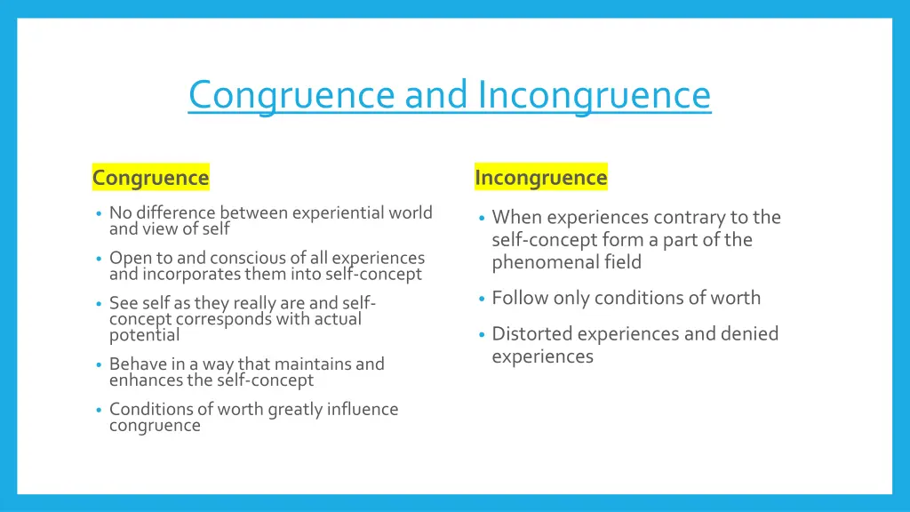 congruence and incongruence