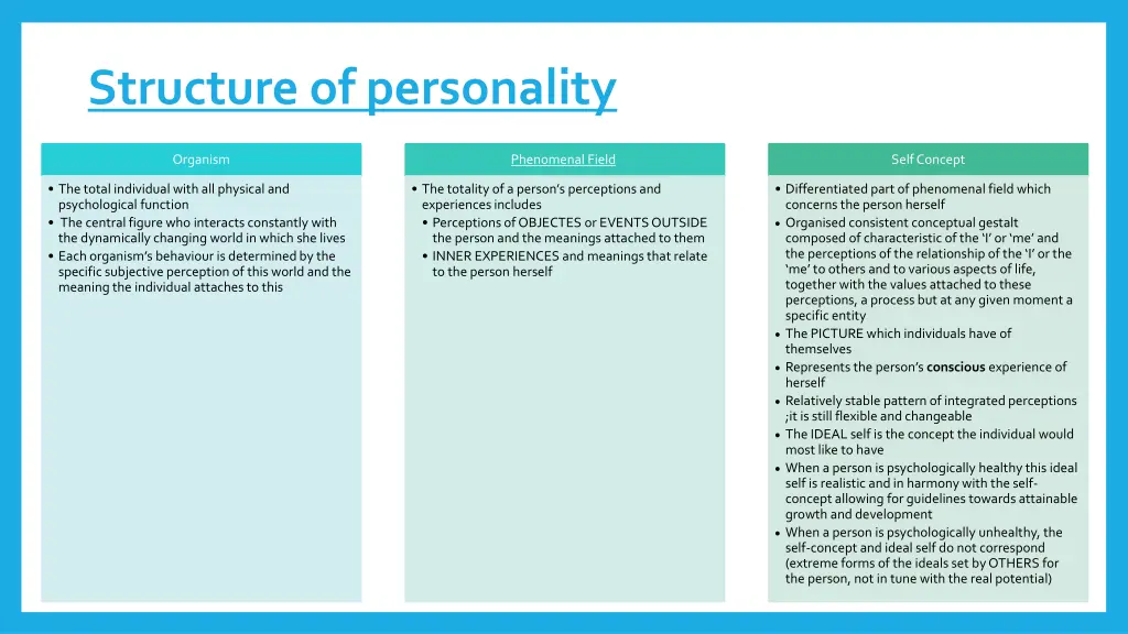 structure of personality