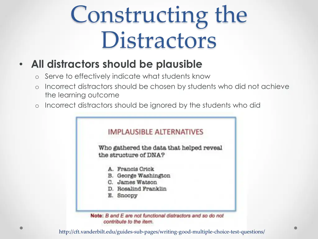 constructing the distractors all distractors