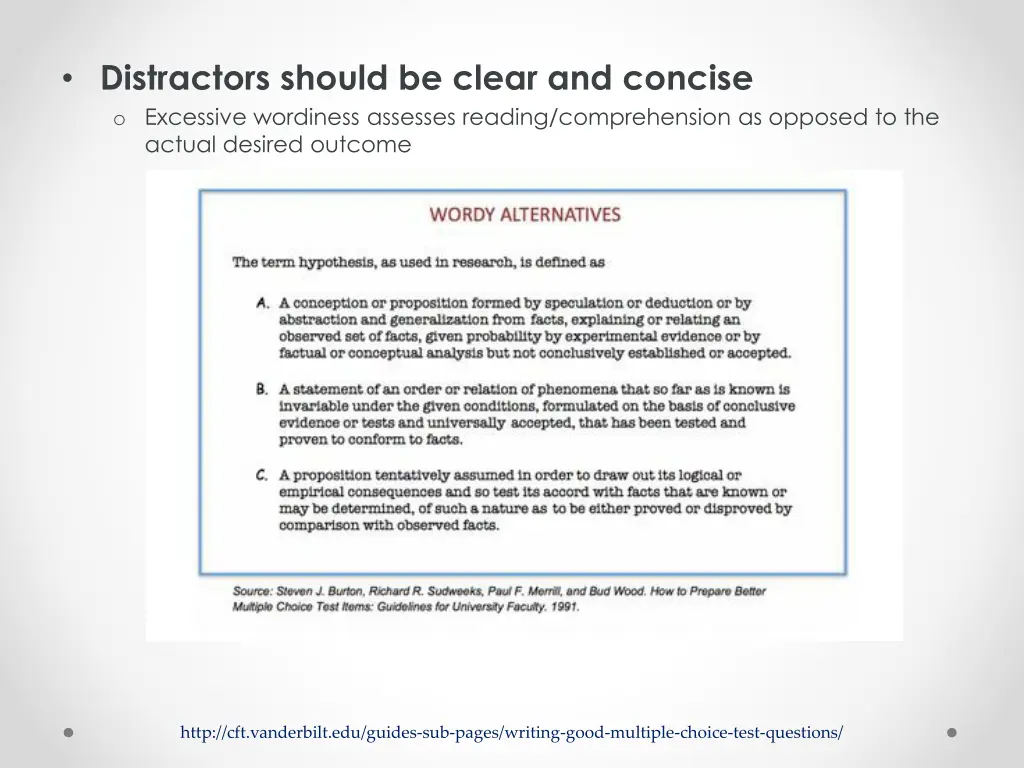 distractors should be clear and concise