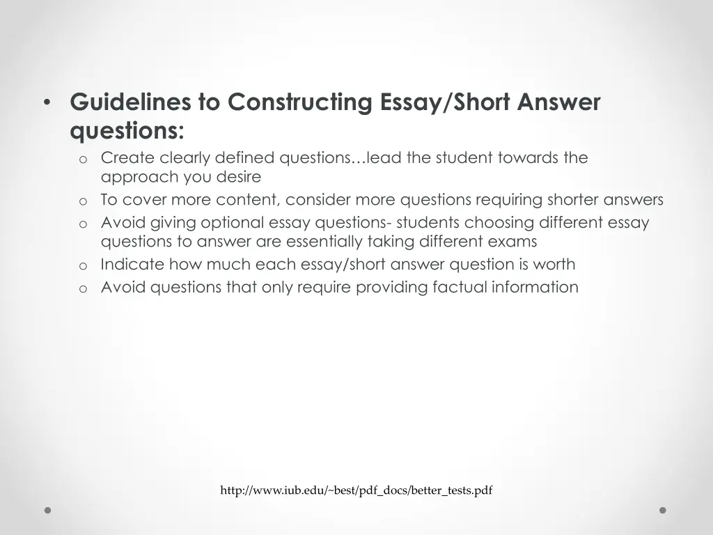 guidelines to constructing essay short answer