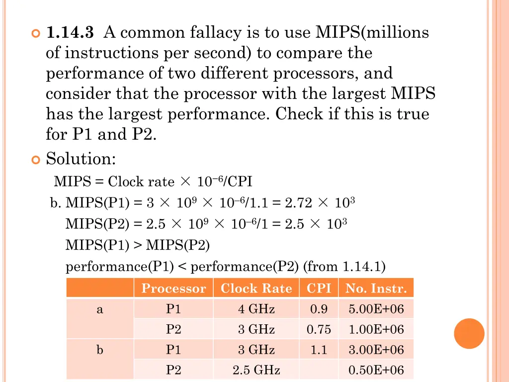 1 14 3 a common fallacy is to use mips millions 1