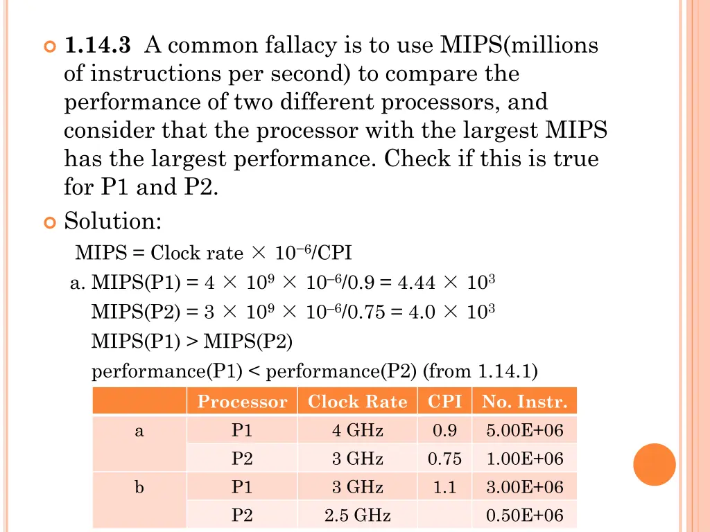 1 14 3 a common fallacy is to use mips millions