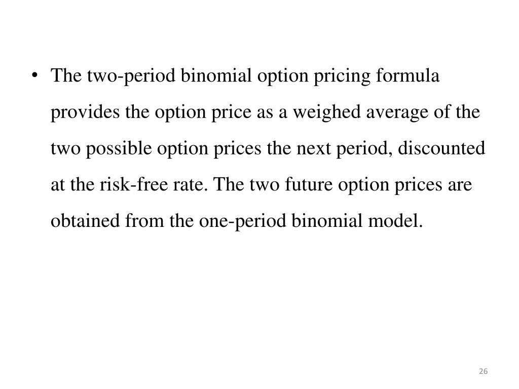 the two period binomial option pricing formula