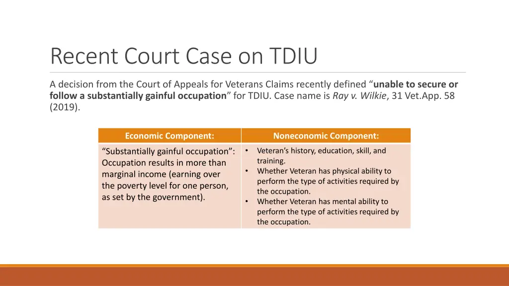 recent court case on tdiu