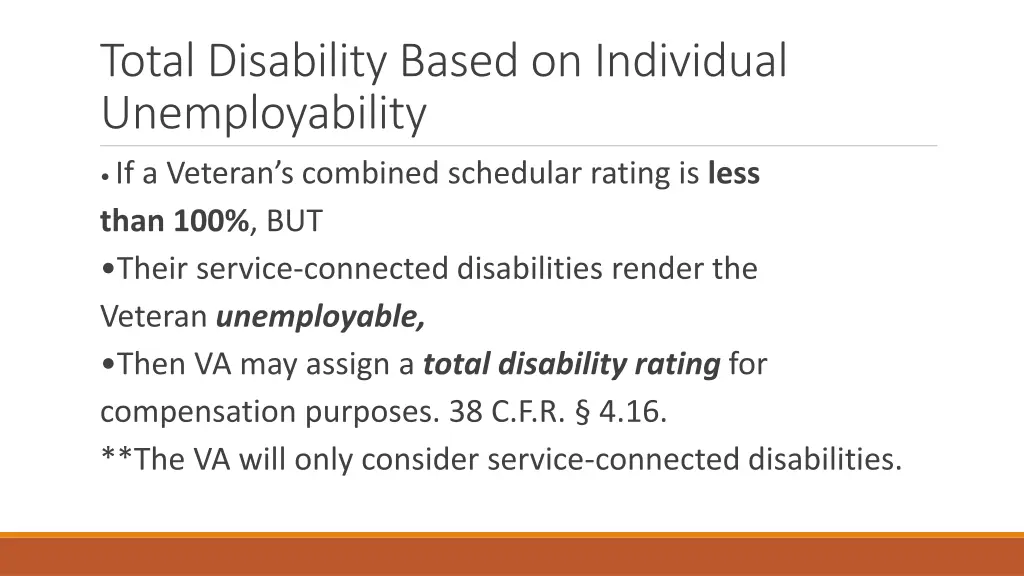 total disability based on individual