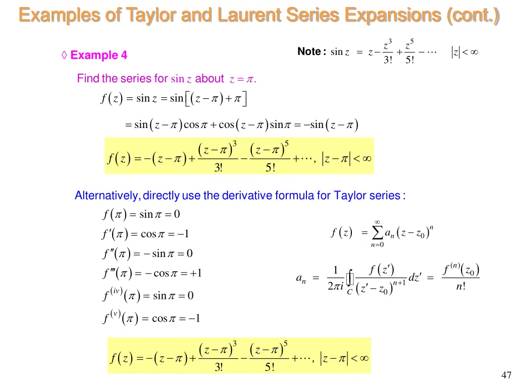 examples of taylor and laurent series expansions 13