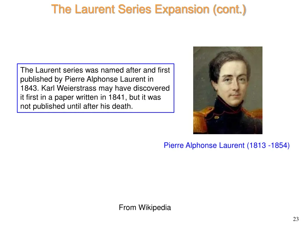 the laurent series expansion cont 2