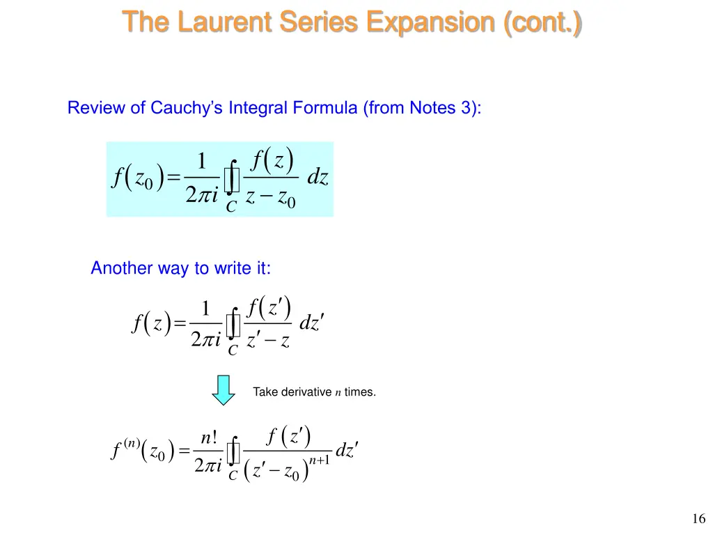 the laurent series expansion cont