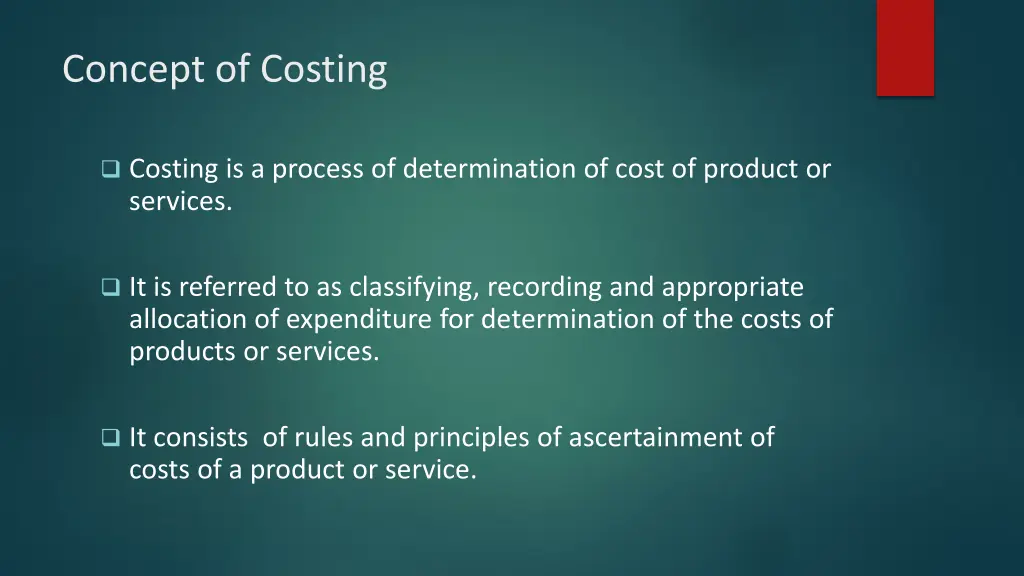 concept of costing