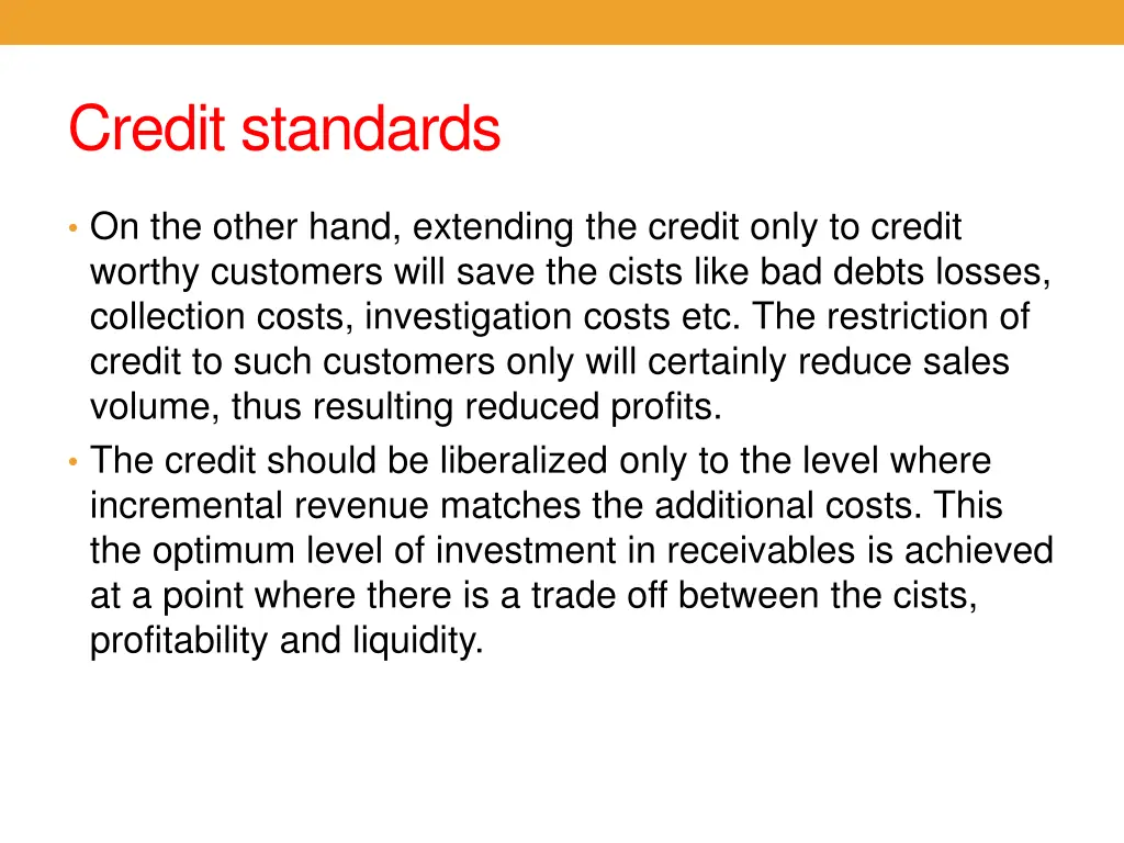 credit standards