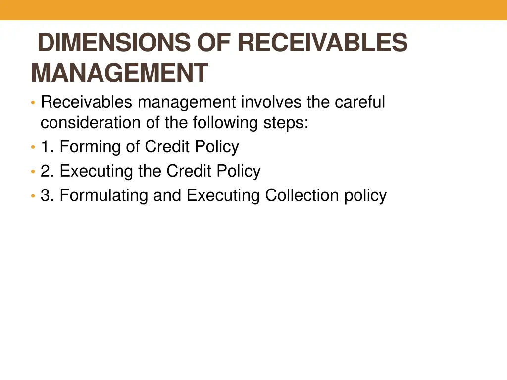 dimensions of receivables management receivables