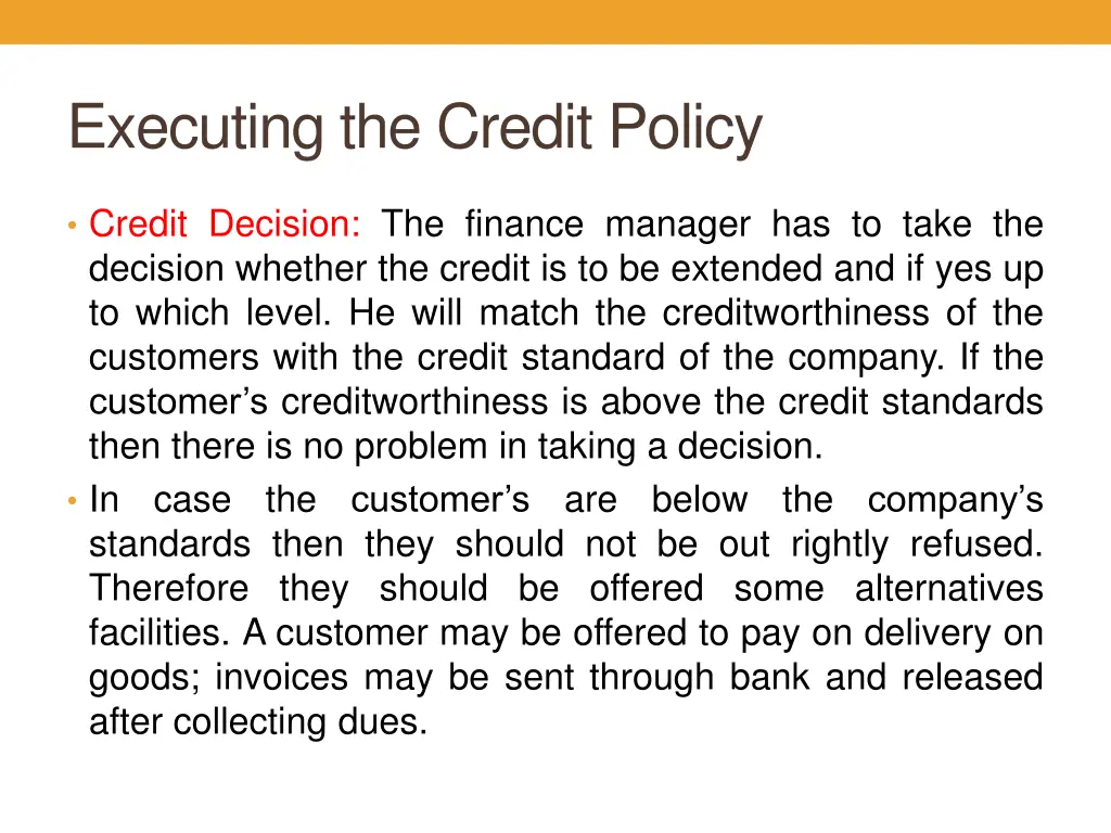 executing the credit policy 2