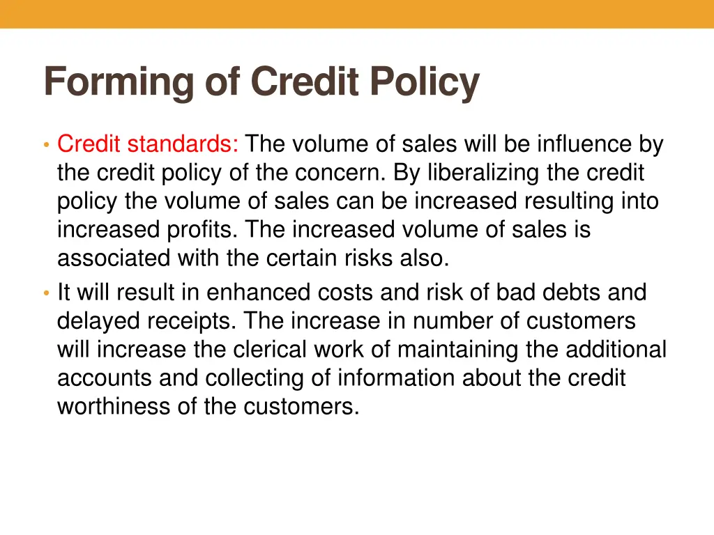 forming of credit policy 1