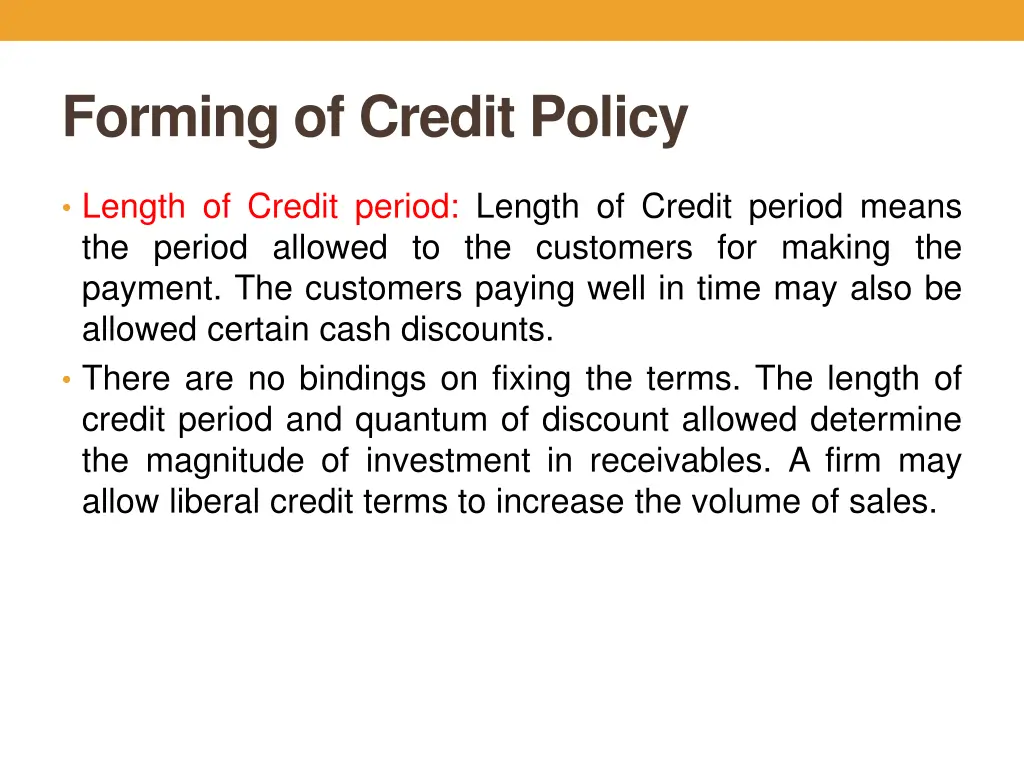 forming of credit policy 2