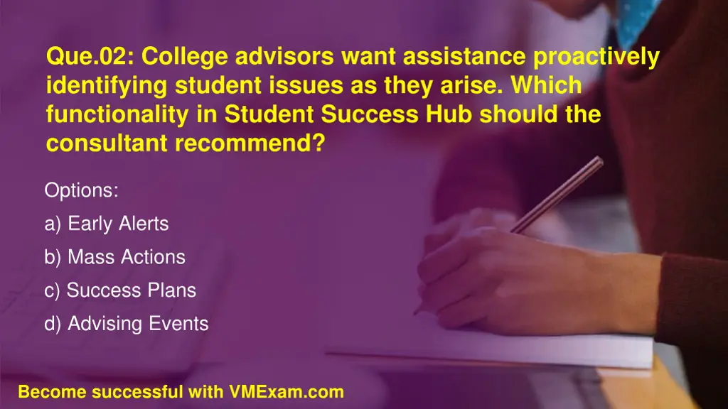 que 02 college advisors want assistance