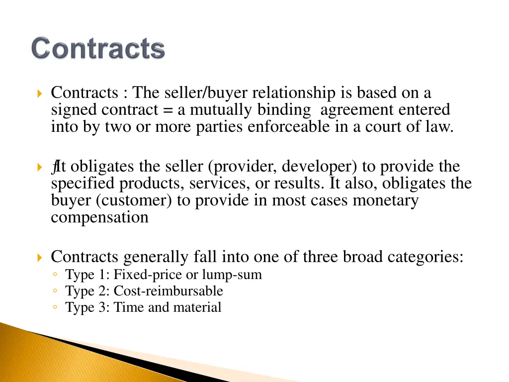 contracts the seller buyer relationship is based